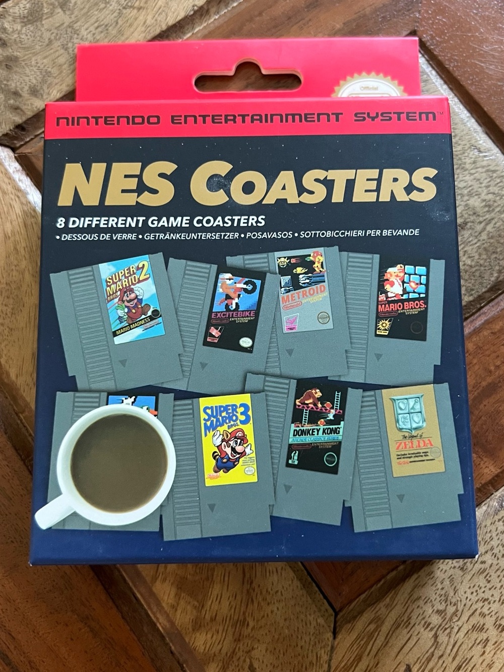 Nintendo NES Coasters - Red, Gold, Gray Cartridge Set (8 Pack)